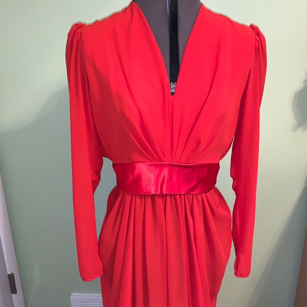 Vintage Red Long Made in USA Dress